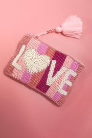 Croquette Seed Bead Coin Purses, Bow, Checker & Western Print, Perfect Small Wallet for Her, Preppy and Trendy coin purse Love Striped