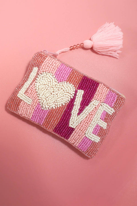 Croquette Seed Bead Coin Purses, Bow, Checker & Western Print, Perfect Small Wallet for Her, Preppy and Trendy coin purse Love Striped