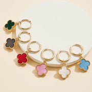 Flower Shape Shell Charm Hoop Earrings
