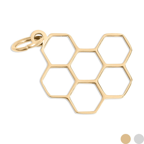 Honeycomb Charm in 18K Gold PVD Stainless Steel, Stylish Mother&