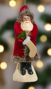 RAZ -5.75 Red Velvet Santa Ornament RAZ Collection