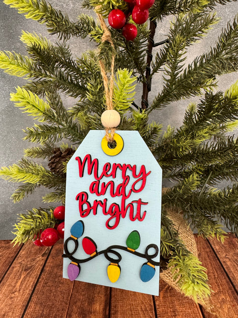 Christmas Tag Ornaments  Merry & Bright  