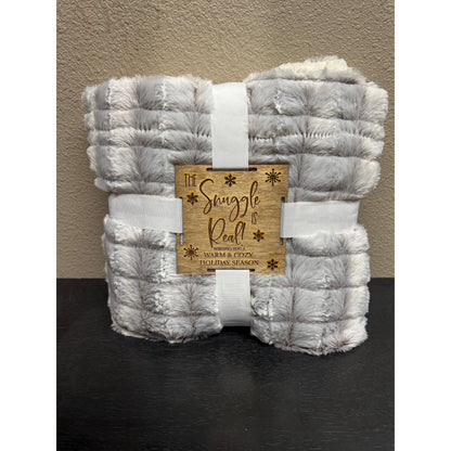 The Snuggle is Real Blanket Christmas Blanket Cream Brown -  Micromink Sherpa 50" X 60"  