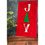 Joy - Barn Door Sign Christmas Wall Décor Red - Tree  