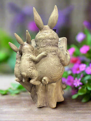 Spring Garden Bunnies Decor: Cute Resin Reading Bunny for Spring Home Decor, Garden Accents & Gifts