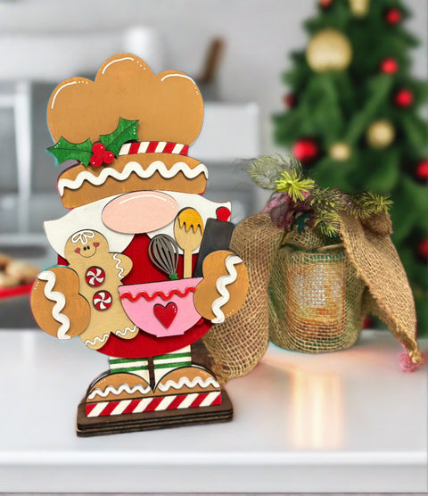 Gingerbread Baking Gnome Christmas Shelf Sitter   