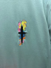 Embroidered Watercolor Cross Sweater