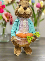 Easter Bunnies in Teal Jackets | Cute Home Decor for Spring Celebrations & Festive Decor