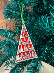 Snowflake Christmas Tree Ornaments  Tree 1 - Red  