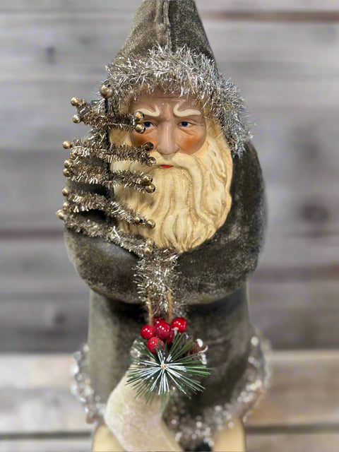 16.5" Charcoal Velvet Belsnickle Santa figurine