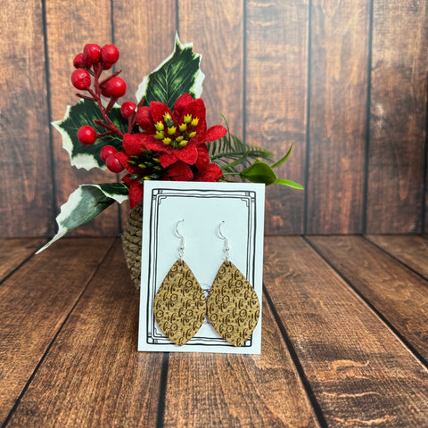 Wooden Christmas Earrings  Ho Ho Ho  