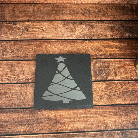 Christmas Tree Slate Coasters  D 3  