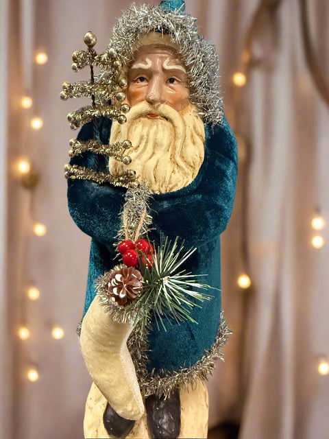 16.5" Deep Ocean Velvet Belsnickle Santa figurine