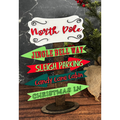 North Pole Street Sign Christmas Shelf Sitter Mini 2  
