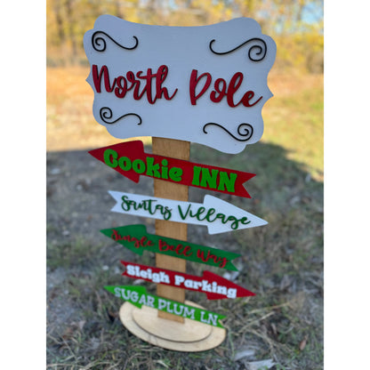 North Pole Street Sign Christmas Shelf Sitter   