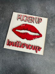 Mini Valentine Leaning Sandwich Board Tiles Interchangeable Add On Pucker Up  