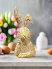 Beige Thinking Bunny - Adorable Resin Spring Decor for Home, Easter Decorations, Cute Rabbit Figurine, Seasonal Accent Piece Bunny figurine