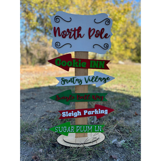 North Pole Street Sign Christmas Shelf Sitter Big  