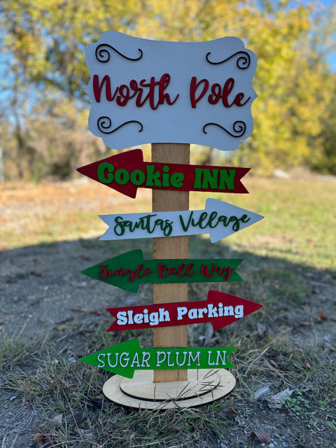 North Pole Street Sign Christmas Shelf Sitter Big  