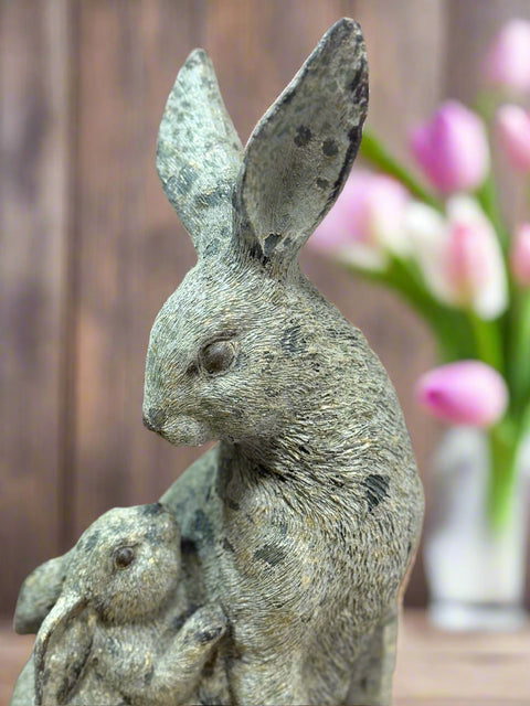 Mama & Baby Bunny Decor | Spring Resin Figurines | Cute Bunny Family for Home Decor, Easter Celebration Bunny figurine