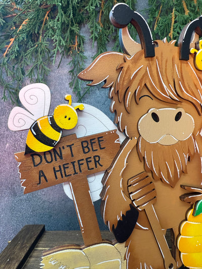 Don’t Bee a Heifer Shelf Sitter | Farmhouse Decor for Cow Lovers | Cute Rustic Accent for Your Home Shelf Sitter