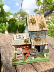 Bait & Tackle Birdhouse - Unique Fishing Decor for Your Garden, Rustic Lodge Style, Perfect Gift for Anglers and Bird Lovers