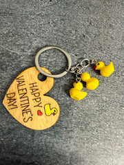 Duck. Duck. Valentine  3 Mini Ducks Keychain Happy Valentine’s Day 