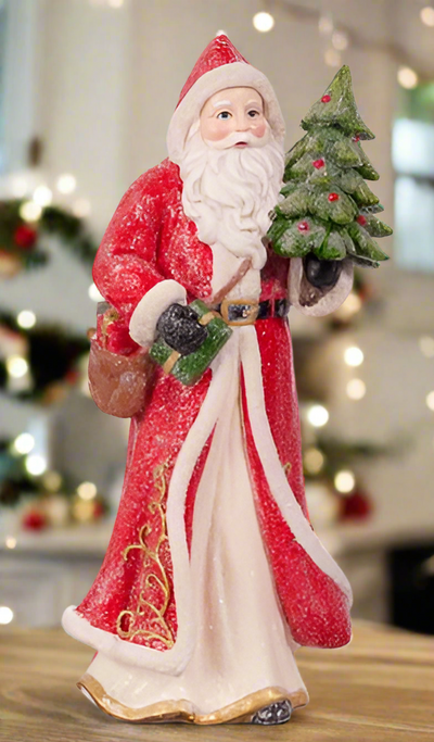 RAZ -12" Red Santa with Tree christmas ornament