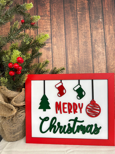 Merry Christmas Stockings Sign Christmas Wall Décor   