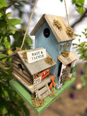 Bait & Tackle Birdhouse - Unique Fishing Decor for Your Garden, Rustic Lodge Style, Perfect Gift for Anglers and Bird Lovers