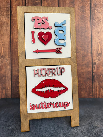 Mini Valentine Leaning Sandwich Board Tiles Interchangeable Add On   