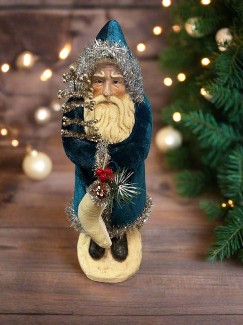 16.5" Deep Ocean Velvet Belsnickle Santa figurine