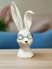 10" Rabbit with Glasses Resin Figurine | Spring & Easter Decor | Adorable Bunny Figurine for Home, Holiday Celebrations Bunny figurine