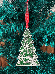 Snowflake Christmas Tree Ornaments  Snowflake 2 - Green  