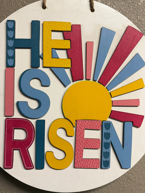 He is Risen Hanger - Colorful Religious Christian Decor for Home, Wall Art, Easter & Religious Celebrations