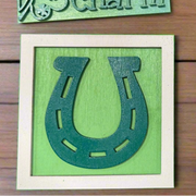 Lucky Charm Leaning Sandwich Board Tiles Horseshoe