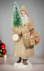 RAZ - 12" Natural Vintage Santa Christmas Shelf Sitter