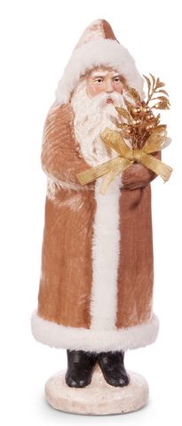 RAZ -17.25" Champagne Hooded Santa christmas accent piece   