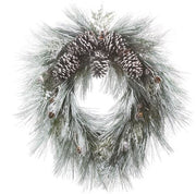 RAZ - 26" Snowy Long Needle Pine and Pinecone Wreath Christmas Wreath   