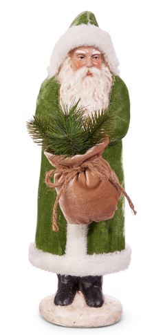 RAZ -17.25" Green Hooded Santa christmas accent piece   