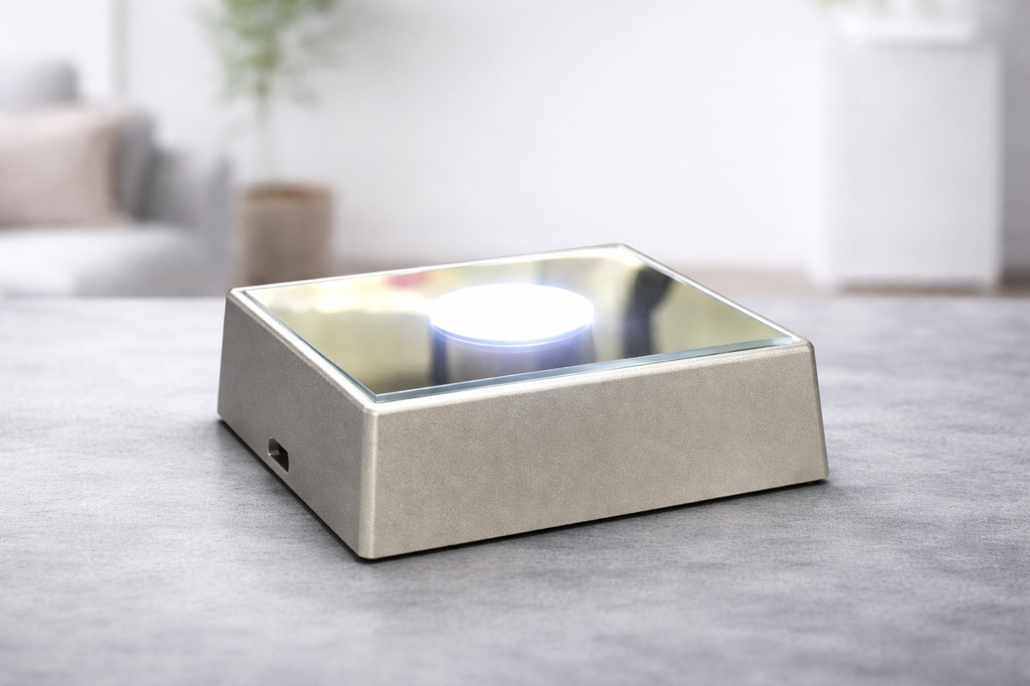 Square Silver LED Light Base with USB Cable – For Engraved Crystal Display