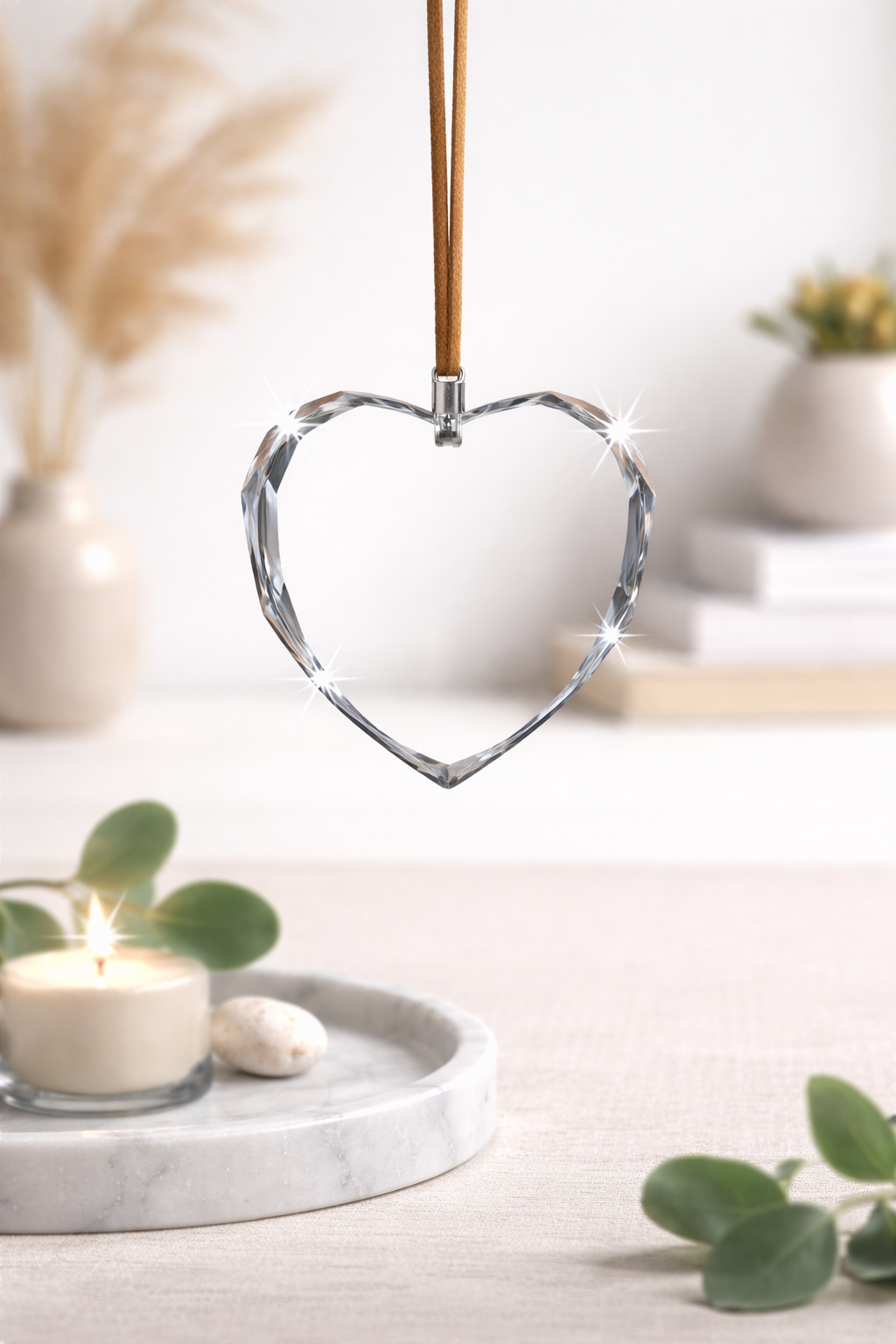 Engraved Crystal Heart Ornament