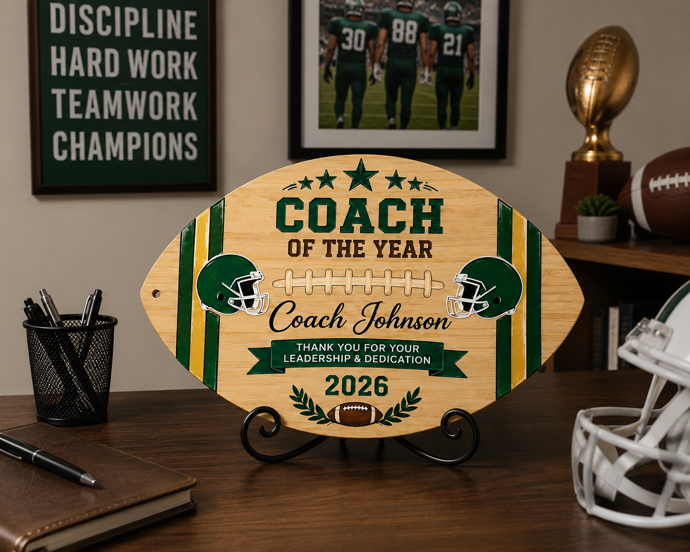 Personalized Football Award Bamboo Cutting Board | Fantasy Football, Coach & Team Awards