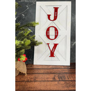 Joy - Barn Door Sign Christmas Wall Décor White - "O"  