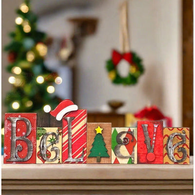 Believe Word Blocks Christmas Shelf Sitter   