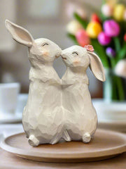 Kissing Bunny Couple Figurine | Cute Resin Wedding & Housewarming Gift for Couples | Adorable Home Decor