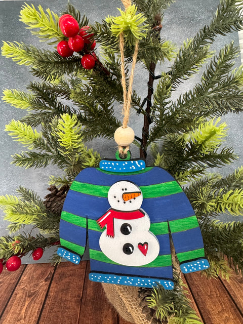 Ugly Sweater Ornaments  Snowman  
