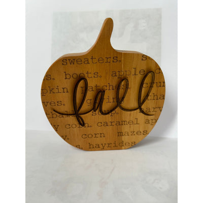 Fall Words Wooden Pumpkin    