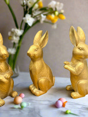 Bronze Bunny Set - Charming Resin Figurines for Spring Decor & Easter Home Decorations