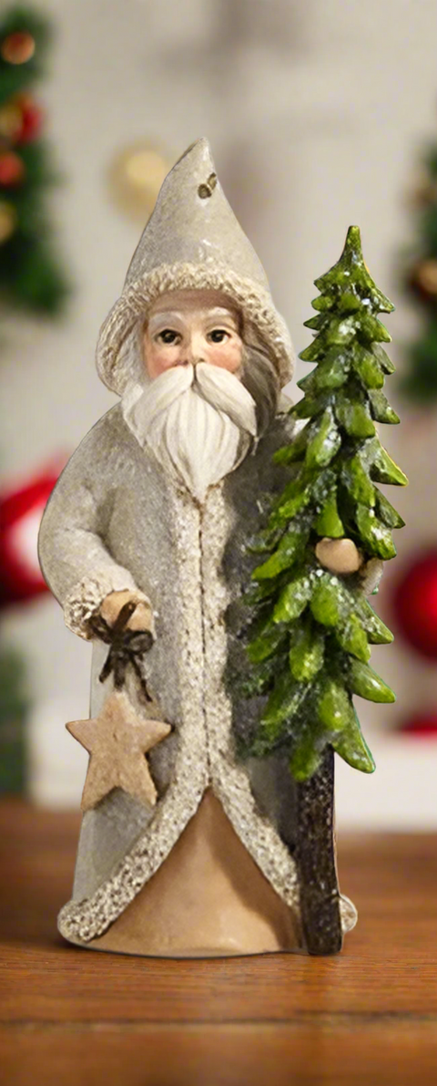 RAZ - 5.75 Natural Santa with Tree Ornament RAZ Collection